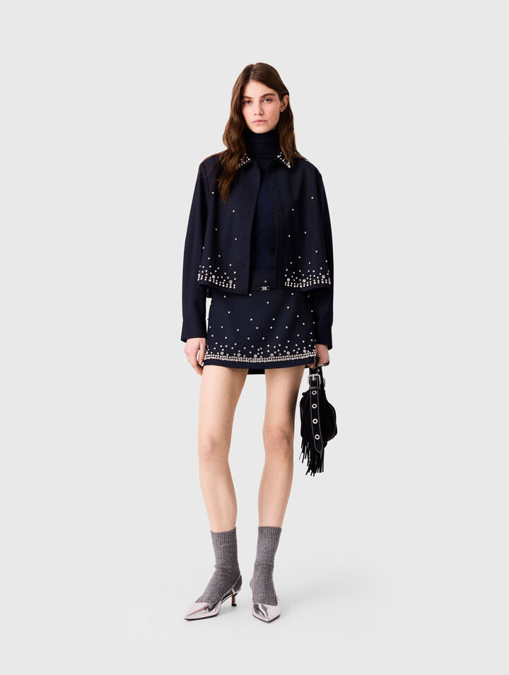 Rhinestone layered skort - Navy - View 1