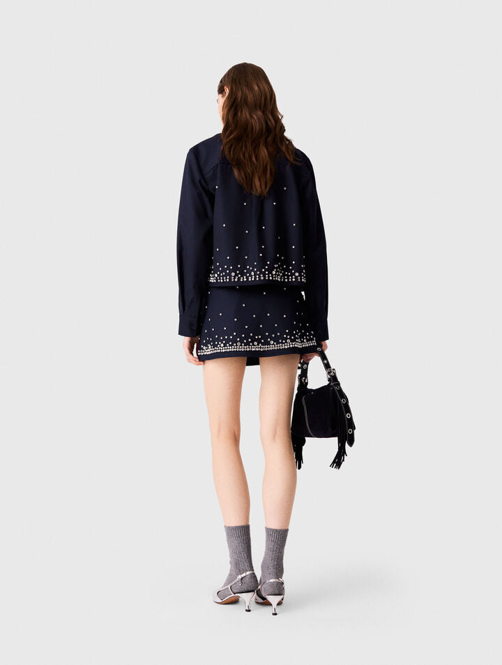 Rhinestone layered skort - Navy - View 2