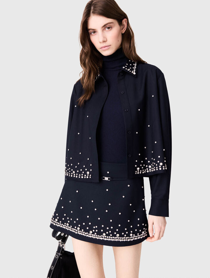 Rhinestone layered skort - Navy - View 3
