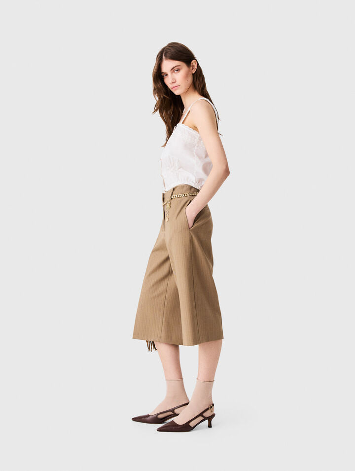 Tailored pleated Bermuda shorts - Beige - View 2