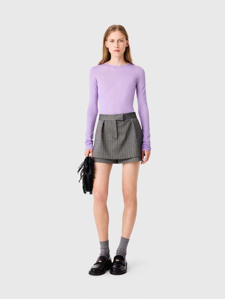 Rhinestone tailored skort - Grey - View 1