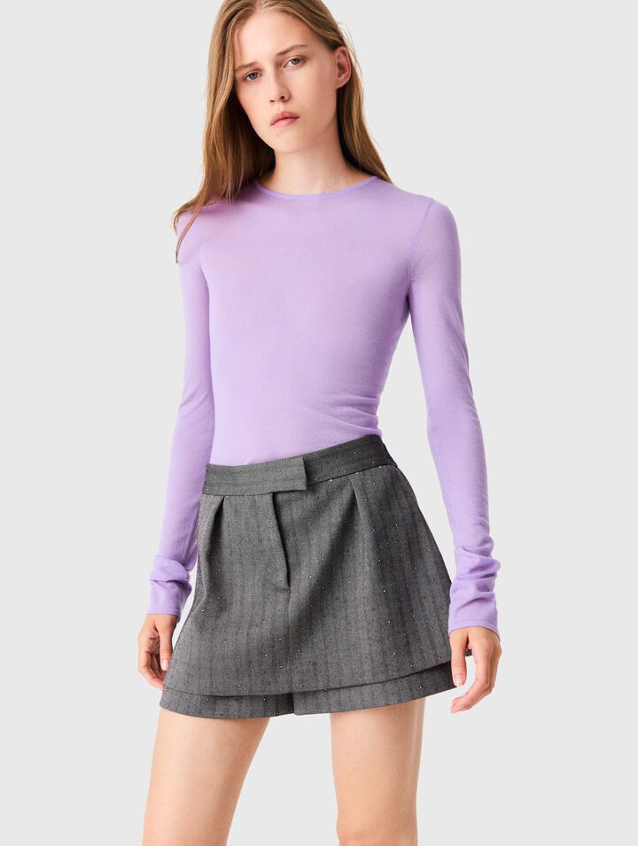Rhinestone tailored skort - Grey - View 3
