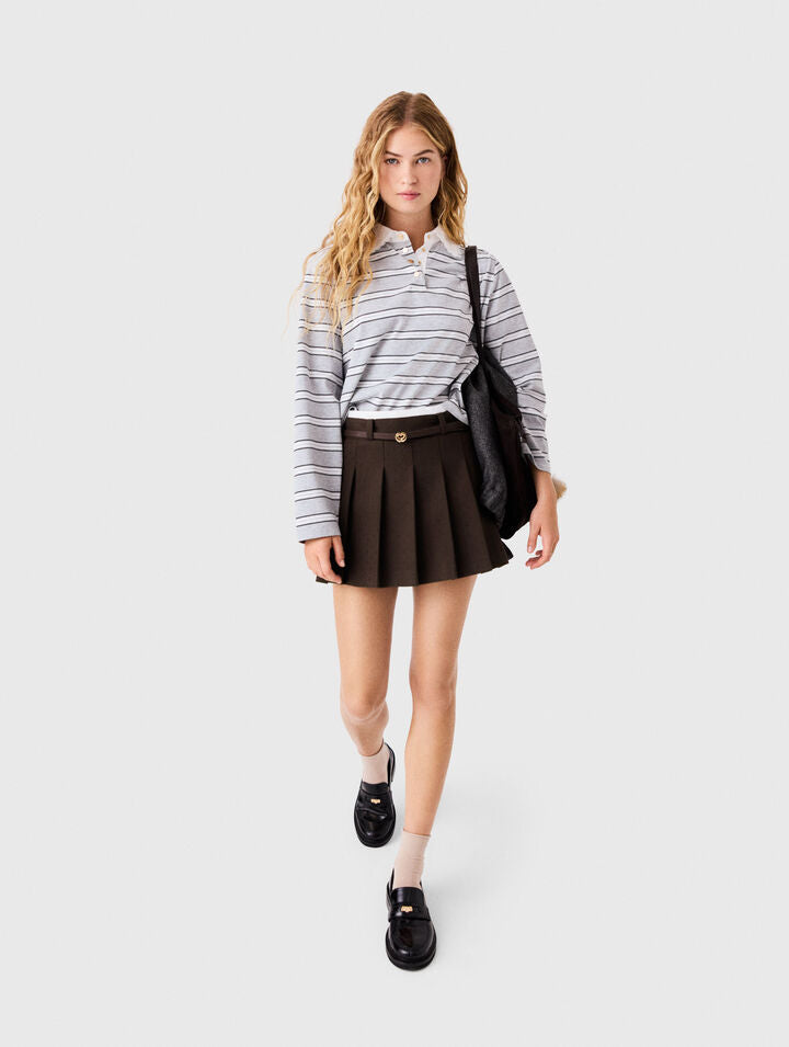 Rhinestone tailored skort - Brown - View 3