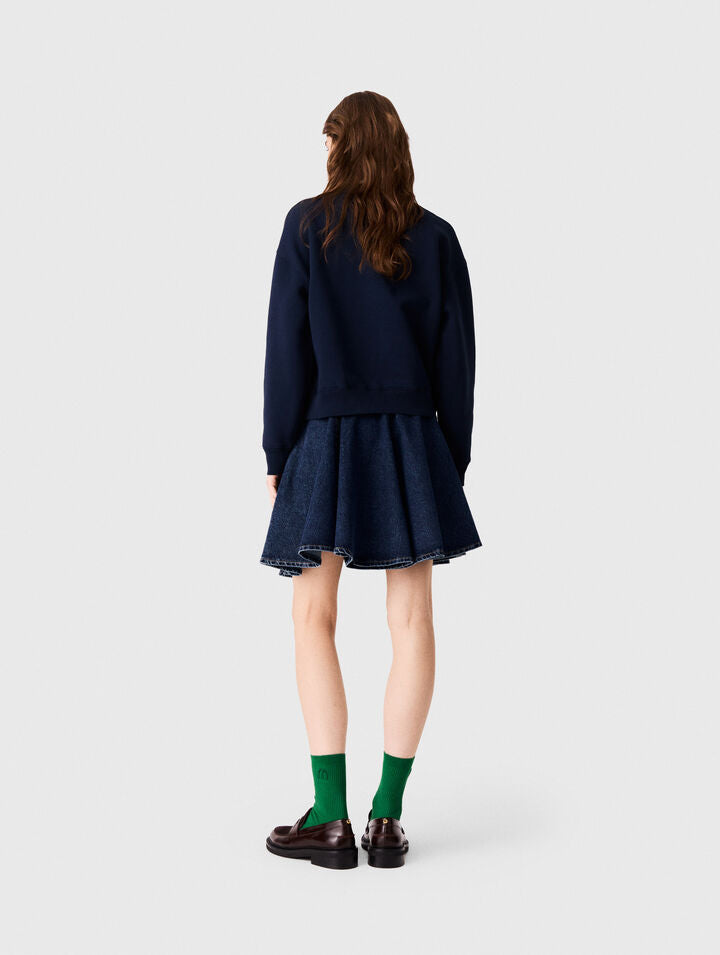 Sweatshirt with poplin details - Navy - View 2