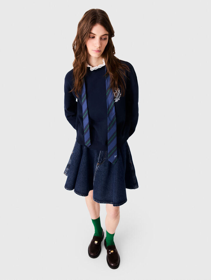 Sweatshirt with poplin details - Navy - View 3