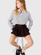 Embroidered polo collar T-shirt - Light Grey - View 4