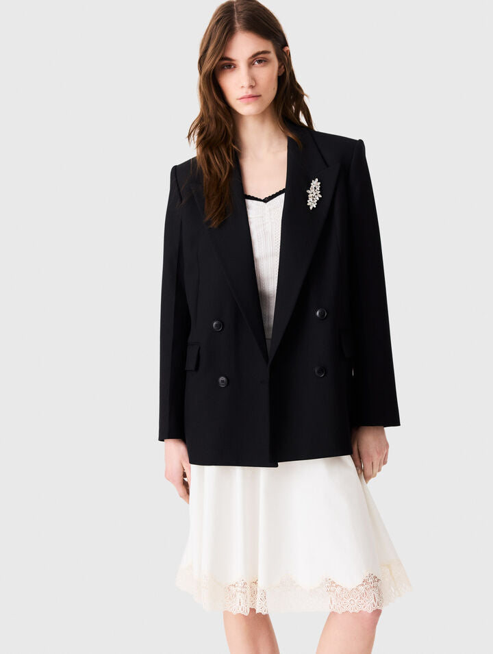 Double-breasted jacket - Black - View 4