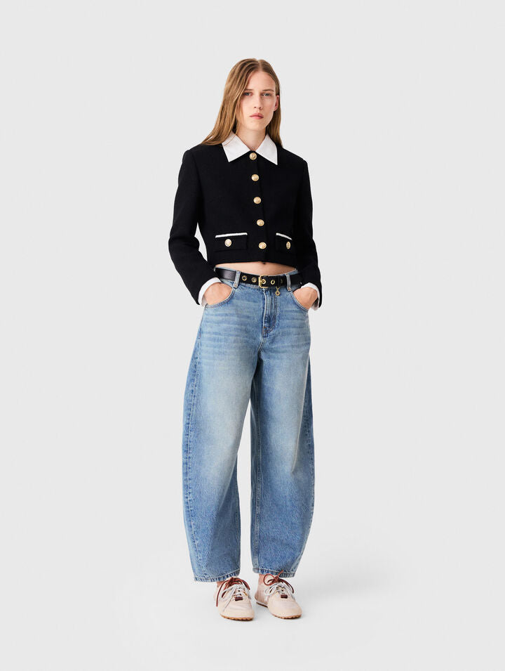 Short tweed jacket - Black - View 1