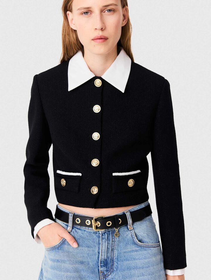 Short tweed jacket - Black - View 4