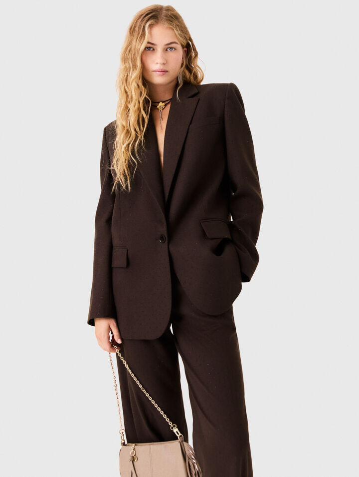 Rhinestone suit jacket - Brown - View 4