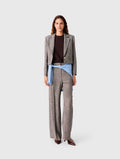 Short Checked Suit Jacket - Brown - View 1