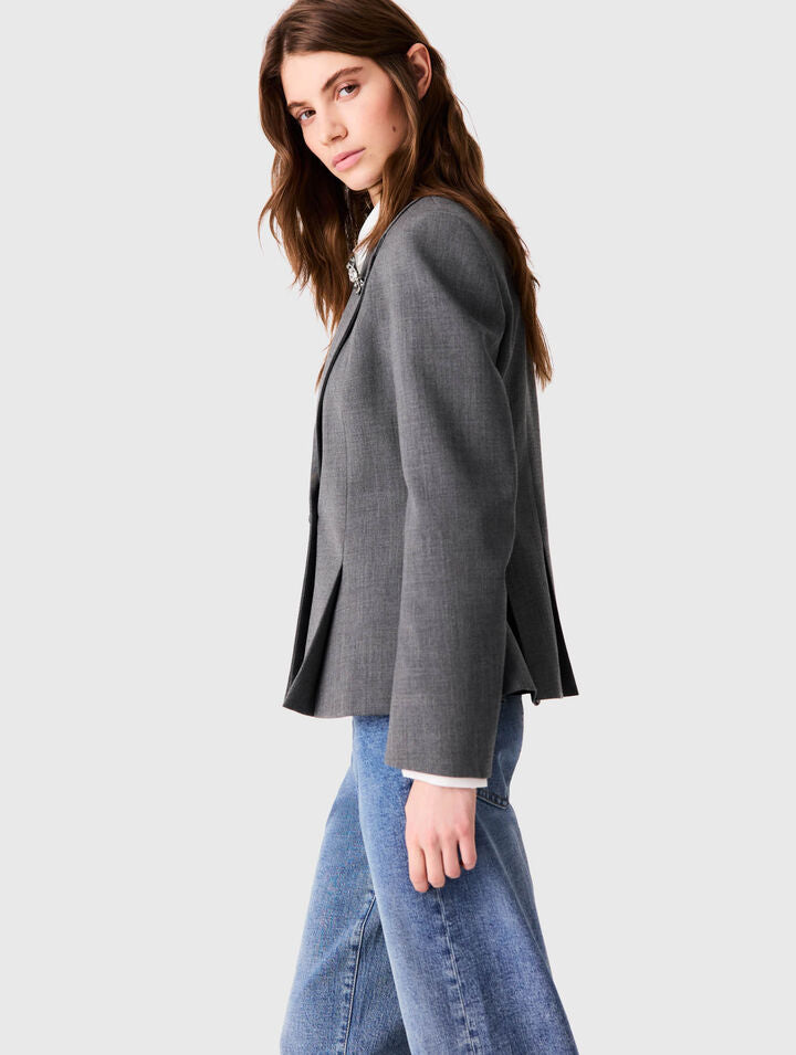 Short slim-fit suit jacket - Grey - View 2