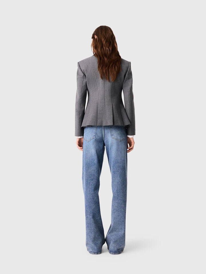 Short slim-fit suit jacket - Grey - View 3