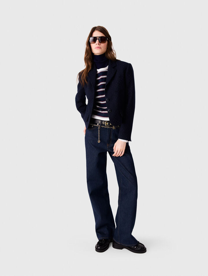 Cropped suit jacket - Navy - View 3