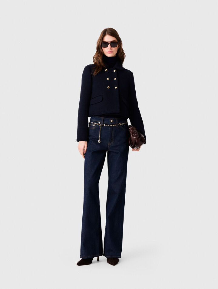 Short tweed jacket - Navy - View 1