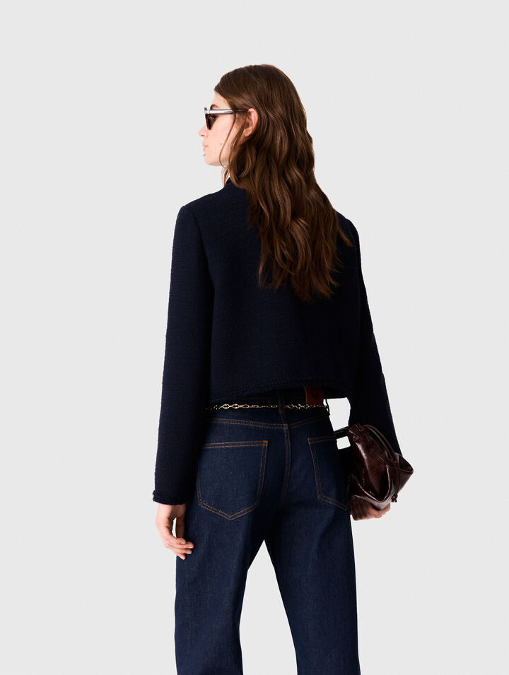 Short tweed jacket - Navy - View 2