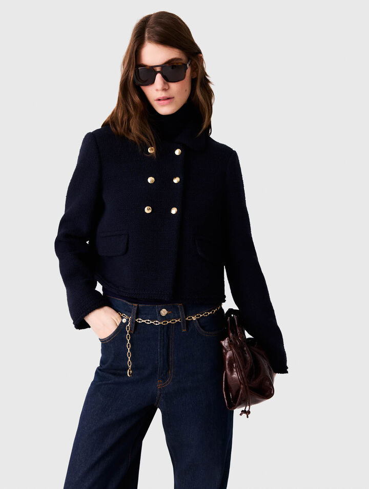 Short tweed jacket - Navy - View 3