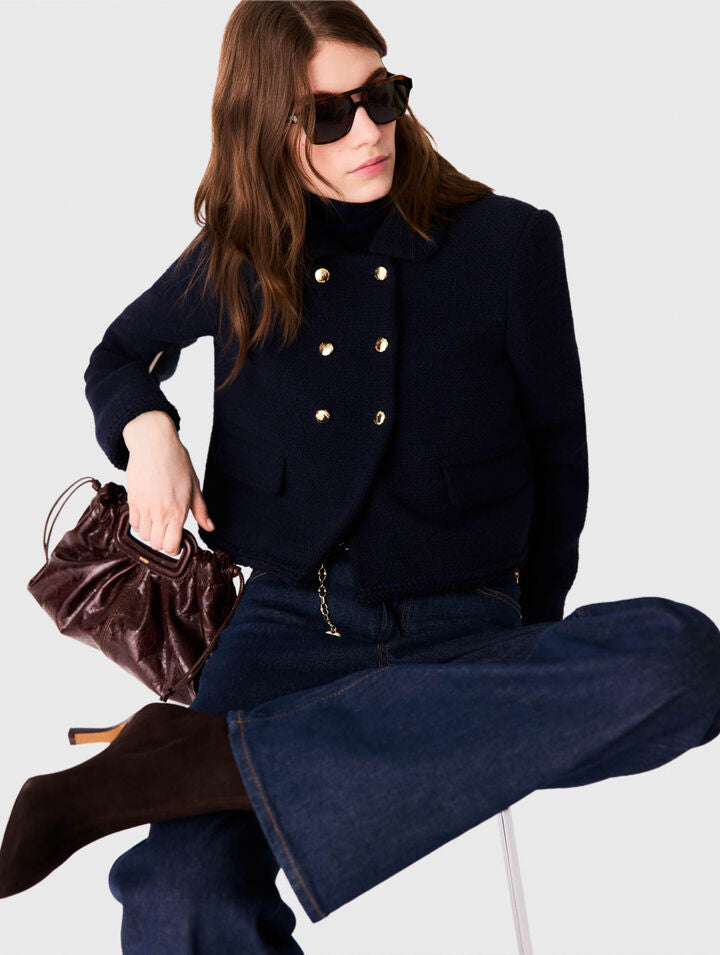 Short tweed jacket - Navy - View 4