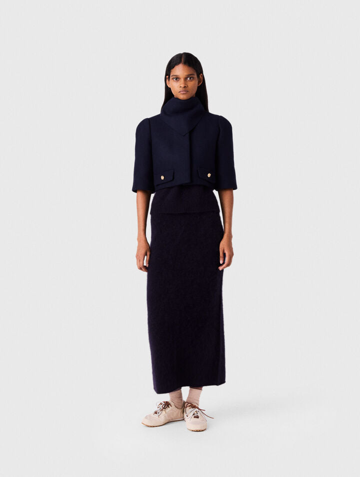 Short wool jacket - Navy - View 1
