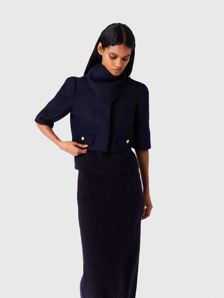 Short wool jacket - Navy - View 3