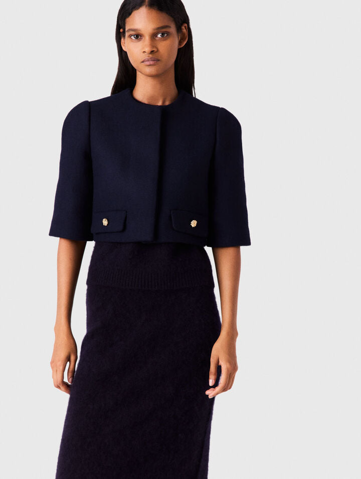 Short wool jacket - Navy - View 4